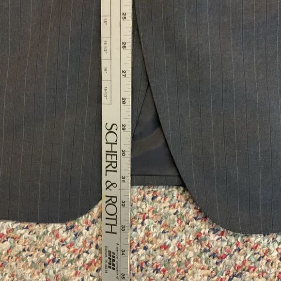 Boss Hugo Boss Gray Pinstripe Wool Super 130 Suit Sport Coat Size 44R - Picture 10 of 16